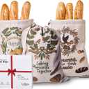 Bread Bags for Homemade Bread  3Pcs Linen Reusable Bread Bags with Drawstring Closure  Festive Thanksgiving Design 17 x 13 Inch Sourdough Bag in Ready to Gift Packaging Box