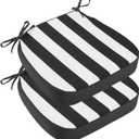 idee-home Outdoor Chair Cushions Set of 2, 17" x 17" x 3" Thick D-Shaped Patio Furniture Outdoor Seat Cushions Waterproof with Ties, Dining Pads