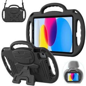 AVAWO Kids Case for iPad (A16) 11th Generation 11 Inch 2025, iPad 10th Generation 10.9" 2022, Shockproof Rugged Protective Cover with Shoulder Strap/Handles/Kickstand for i Pad 10/11 Gen, Black