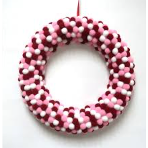 Holiday Home 12" Valentines Pom Pom Wreath