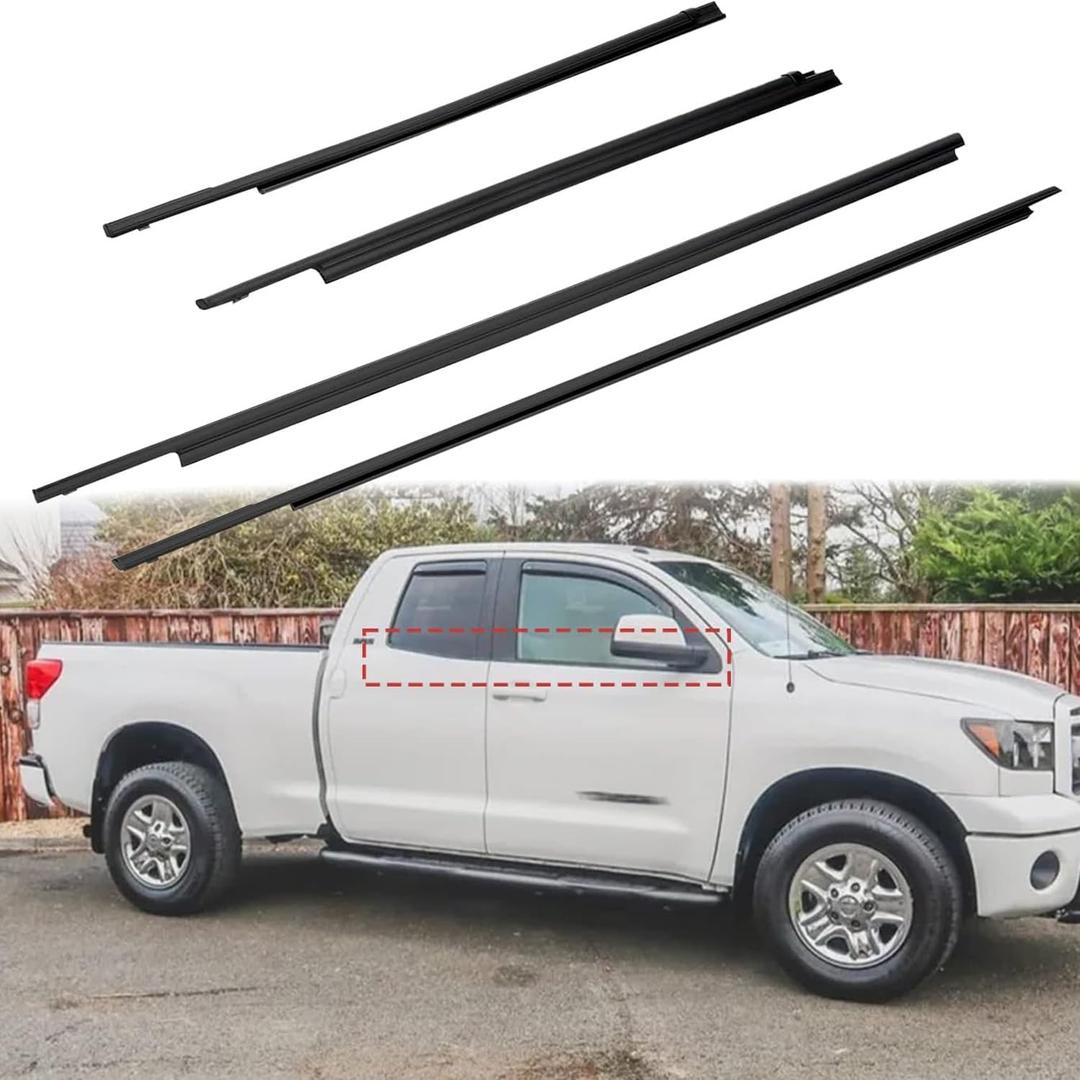 Weatherstrip Window Molding Trim Seal Compatible with 2007-2020 Tundra Double Cab Replaces 68160-0C020 68210-0C020 68163-0C010 68164-0C010