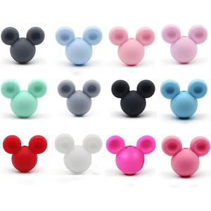 Decoendiy 50pcs Silicone Mouse Head Beads - Animal Shaped, Colorful DIY Bracelets Craft Supplies (Mix)