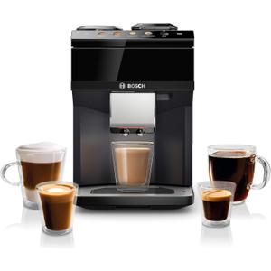 BOSCH 500 Series Fully Automatic Espresso and Coffee Machine  Touch Control Panel, Milk Hose, Ceramic Grinder, Uses Beans & Ground Coffee, 9 One-Touch Drinks, in Black TPU40109