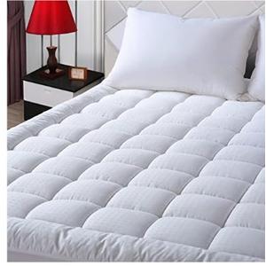 EASELAND RV King Mattress Pad Pillow Top Mattress Cover Quilted Fitted Mattress Protector Cotton Top 8-21" Deep Pocket Cooling Mattress Topper (72x80 Inches, White)