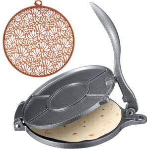 Honeydak 2 Pcs 8 Inch Tortilla Press with 10 Inch Warmer Pouch Taco Maker Kit, Aluminum Non-stick Roti Maker Prensa Para Tortillas for Flour Roti Empanada Chapati and Quesadillas(Talavera)