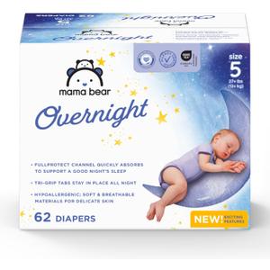 Amazon Brand - Mama Bear Overnight Diapers, Size 5, 62 Count