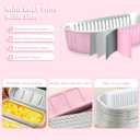 Ruckae 100 Pack Mini Loaf Cake Pan with Lids and Spoons Disposable Aluminum Tin Foil Pans Rectangle Mini Loaf Pans with Lids for Baking,Party,Picnics,Holidays (Pink)