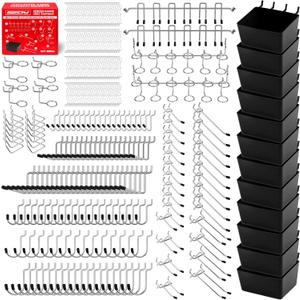 300-Piece Pegboard Hook Set, Pegboard Organizer Accessories for Hanging, Durable Metal Hooks for Tool Organization, Garage, Workshop, and Craft Storage