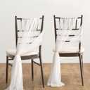 Ling's Moment Wedding Chiffon Chair Sashes Cover Aisle Decorations Draping Fabric Wrinkle-Free with Tie 16 Pcs White for Party Ceremony Reception Floral Arrangement Banquet Outdoor Decor