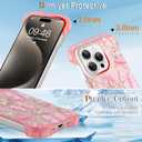 AIGOMARA Slim Frameless for iPhone 15 Pro Max Case, Cute Ribbon Bow Rose Design Clear Glitter Phone Case for Women Girls, Ultra-Thin Minimalist Borderless Hard PC Shockproof Case Cover, Pink