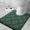 OLANLY Memory Foam Toilet Rugs U-Shaped 24x20, Ultra Soft and Absorbent Bathroom Rugs, Non-Slip, Comfortable, Machine Washable Contour Bath Mat for Toilet Base, Home Decor Accessories, Dark Green