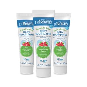 Dr. Brown's Fluoride-Free Baby Toothpaste, Infant and Toddler Oral Care, 1.4oz/40g, 0-3 Years, Strawberry, 3-Pack