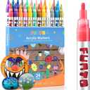 Funto Acrylic Paint Pens for Rock Painting, Fabric, Wood, Canvas, Metal, Ceramic, Glass, 24 Colors Paint Marker Set, Non-Toxic, Quick Drying