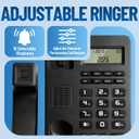 Corded Landline Phones for Home/Office, Desk Corded Telephone with Display and Adjustable Volume, Support Music on Hold, Speakerphone, DND and Calculator Function, Uvital House Phone (Black)