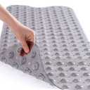 ROSMARUS Extra Long 16 x 39 Non-Slip Bathtub Mat, Shower Mat for Tub with Suction Cups and Drain Holes Bathtub Mats for Kids, Baby, Bathroom Shower Floor Mat Anti Slip Bathtub Accessories, Grey
