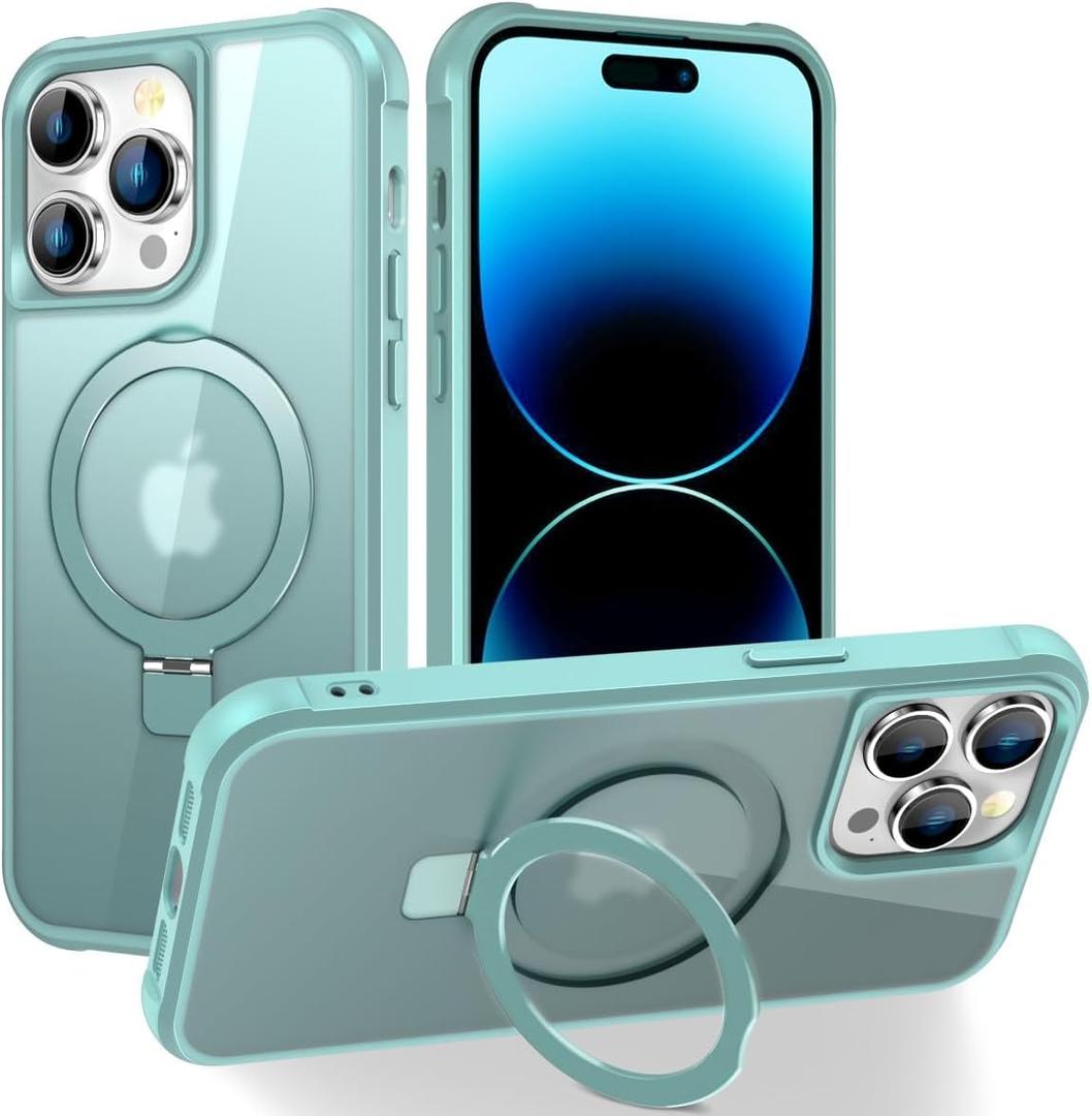 CHAOFEnG Magnetic Compatible with iPhone 14 Pro Max Case with Stand, Teal Green