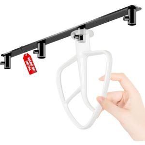 100% Metal Stand Mixer Attachment Holder  Premium Heavy-Duty Organizer with 4 Hooks, for Storage and Organizing Your 4.5qt, 5qt Kitchen Aid Attachments