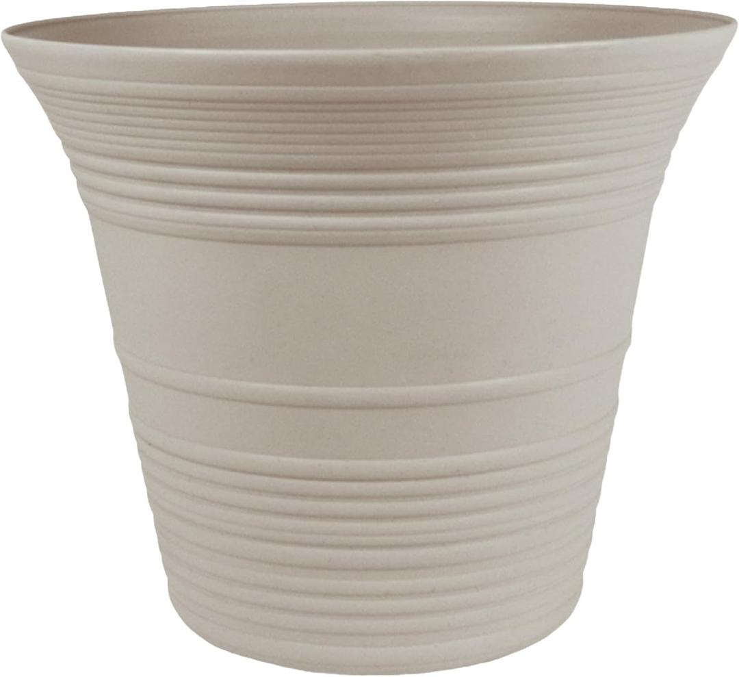 The HC Companies Sedona Round Self-Watering Pot - Lightweight Self Care Planter - Plastic Planter for Herbs & More - Durable Plant Pots for Indoor Plants & Outdoor Plants (9" Cottage Stone, Pack of 1)
