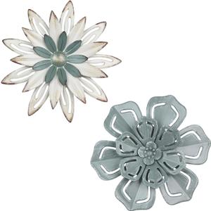 hogardeck Metal Flower Wall Decor, 2 PCS 11" Metal Farmhouse Wall Decor, Floral Metal Wall Art for Indoor Outdoor, Boho Wall Decor for Bathroom, Living Room, Kitchen, Bedroom, Porch, Garden, Yard