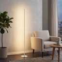 JONATHAN Y 59.5" Chrome Modern LED Integrated Floor Lamp for Living Room, Slim Minimalist Standing Lamp for Bedroom Office, 3000K Warm Light, Foot Switch, ETL Listed JYL7007A