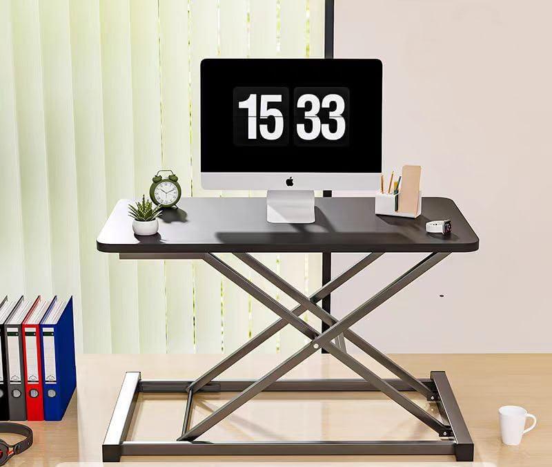 VebaCidi Height Adjustable Sit to Stand Desk Riser, Compact Standing Desktop Converter for Monitor or Laptop, Black