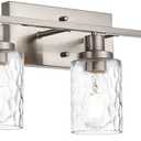 MELUCEE 5-Light Bathroom Light Fixtures Brushed Nickel Finish, Modern Vanity Light Industrial Wall Lamp with Clear Hammered Glass Shade for Powder Room Bedroom