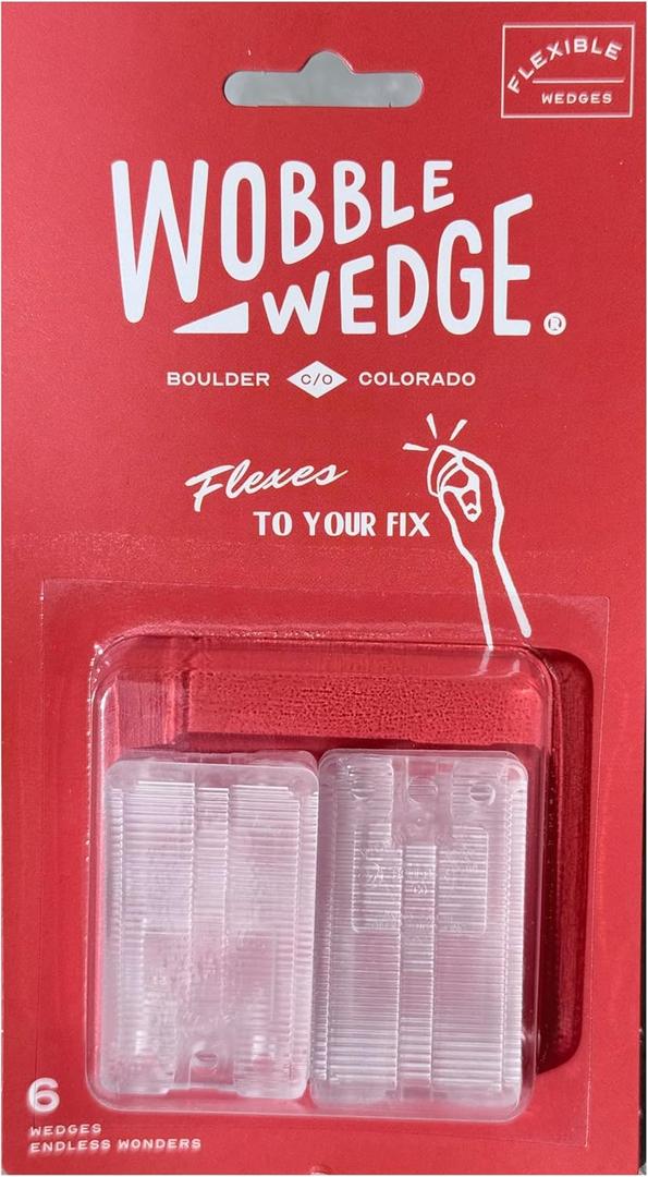 Wobble Wedges Flexible Plastic Shims  Leveling Shims for Home Improvement, Furniture Levelers, Tables, and Toilets  Made in USA Plastic Wedges for Appliances (Clear, 6Pack)
