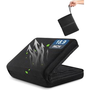 FASTMOMENT Airplane Seat Cushion Portable Travel Cushion for Comfort Foldable Stadium Pad with Breathable Fabric Seat Pad Perfect for Long Flights, Office, Bleacher, Camping (Plus Size - 18.9'', Black)