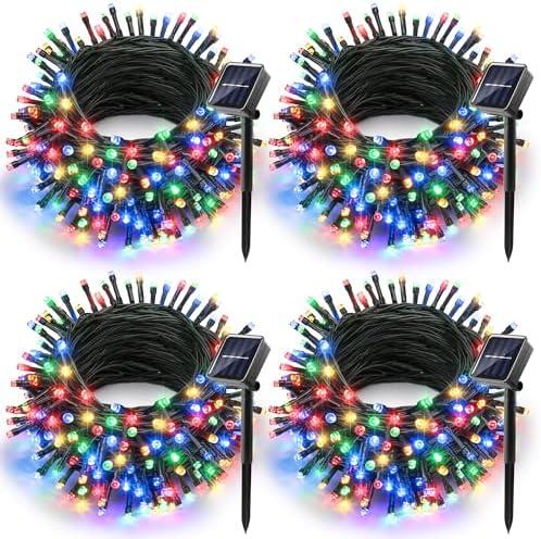 Joomer Solar Christmas Lights Outdoor 3 Pack Total 156FT 400LED 8 Lighting Modes Solar String Lights Waterproof Fairy Tree Lights for Garden Yard Patio Christmas Decoration (Multicolor)
