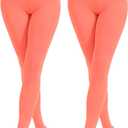 2 Pairs Women's Solid Color Tights 80D, Soft Opaque Microfiber Tights (Large-X-Large, Living Coral)