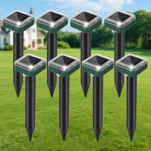 8 Pack Mole Repellent Solar Powered, Upgrade 2026 Waterproof Ultrasonic Gopher Vole Repellent Outdoor, Rat, Squirrel, Skunk, Repellent for Lawn Garden & Yard