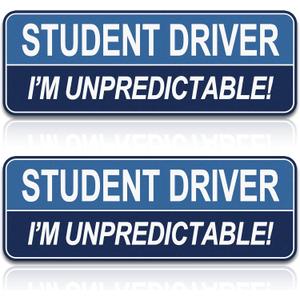 2 x 2pcs Student Driver Magnet for Car,Safety Warning Be Patient New Driver Sticker-Colorful,Eflective,Weather Resistant Bumper Sticker Magnetic Reflective Rookie Drive(Blue) (Bule)