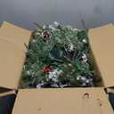 20" Prelit Small Christmas Tree with Lights, Battery Operated Xmas Tree with Pine Cones & Red Berries, Frosted Urn Filler, 50 LED Warm Lights with Timer, Outdoor for Porch and Pathway, 1 Pack