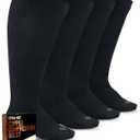 Doctor's Select Copper Plus Size Compression Socks Wide Calf - 2 Pairs | 20-30mmHg Extra Wide Calf Compression Sock Women | Copper Compression Socks Men & Women | Extra Wide Calf Compression Sock for Swelling & Circulation Support | Black