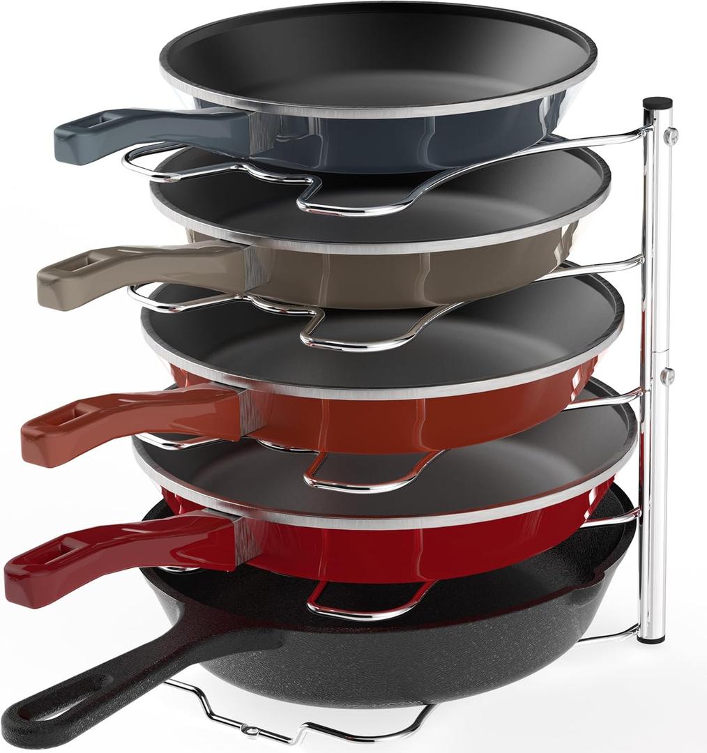 Simple Houseware Cabinet Pantry Pot and Pan Organizer Holder Rack, Chrome (One Size)