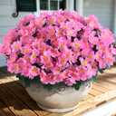 Juxdp 16 Bundles Artificial Camellia for Front Door Outside - Faux UV Resistant Real Looking Camellia Flowers Fake Silk Bouquets Plants for Garden Window Farmhouse Home Spring Summer Decor (Pink)