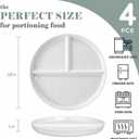 10" Ceramic Divided Plates Set of 4 - Large 3 Compartment Portion Control Plates for Adults Kids, Bariatric Dinner Plates for Balanced Meal Prep, Microwave Dishwasher Freezer Safe, White