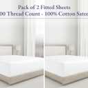 2 Cotton Twin XL Fitted Sheets, 400 Thread Count 100% Cotton Fitted Sheets Sateen, Twin XL Size Fitted Sheet with Deep Pockets (Bright White)