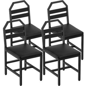 YATINEYDining Chairs, Kitchen Chairs with Back Support, Upholstered Seat and Metal Legs, for Kitchen, Living Room, Black CY02L4BB