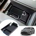 TOPINSTALL Console Organizer Compatible with 2021-2026 Toyota Sienna, Armrest Box Secondary Storage Center Console Tray Coin Container ABS Plastic