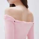 SUUKSESS Women Padded Off The Shoulder Tops Double Lined Going Out Fitted Basic Fall Shirts (Pink, M)