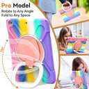 for iPad 10.2 Case 9th Generation 2021 / 8th Gen 2020 / 7th 2019,Shockproof Kids Case with Screen Protector,Rotating Stand/Pencil Holder/Shoulder Strap for iPad 10.2 Inch - Colourful Pink