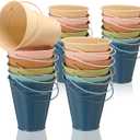 Sadnyy 24 Pack Small Metal Buckets with Handle, 4.5 x 5.1 Inch Mini Galvanized Tin Bucket for Back to School Classrooms Crafts Pencil Holder Boho Wedding Birthday Party Favor Decoration (Morandi)