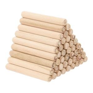 PATIKIL 1/2" x 4" (12 x 100mm) Wood Dowel Pins, 50 Pack Fluted Wooden Dowel Pin Straight Groove Rods for Furniture Door Art Crafts Projects