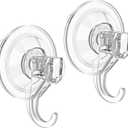 VIS'V Wreath Hanger, Large Suction Cup Wreath Hooks, Heavy Duty, 22 LB Capacity, Removable and Reusable, Clear, 2 Pcs