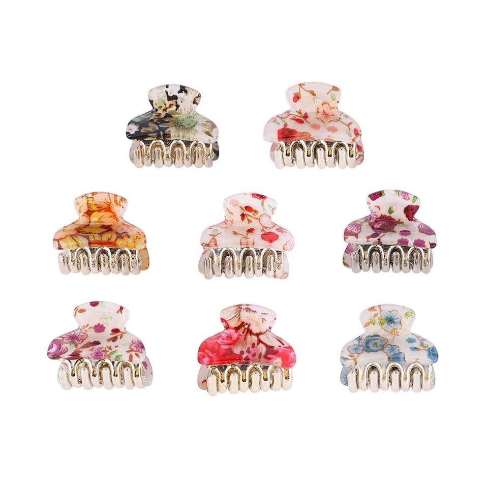 Floral Hair Clips for Women and Girls 8Pcs Small Acrylic Claw Clips Teeth Ponytail Holder Hair Accessories