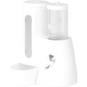 2 in 1 Hamster Water Bottle, No Drip Small Animal Water Dispenser, Automatic Feeder Bottle with Food Container, Leakproof Pet Food Water Dispenser for Puppy Kitten Rabbit Guinea Pigs (White, Small)