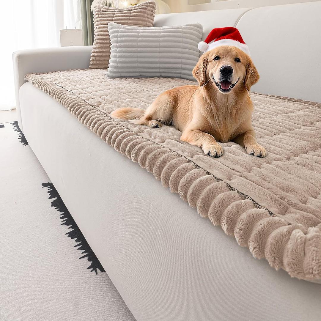 Couch Cover for Dogs Washable,Non Slip Fuzzy Durable Couch Covers for 3 Cushion Sofa Pet Friendly Sofa Cover Dog Thick Soft Slipcovers Protector Couches Mat Bed (Brown, 27.6" x 59"/70 x 150cm)