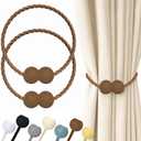 Hion Magnetic Curtain Tiebacks Dark Brown 2pcs, Curtain Tiebacks Buckles Holdbacks Holders Hooks Clip for Home Bedroom Office Decorative Curtain (Ball)