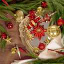 SHareconn 80pcs Christmas Balls Ornaments Set, Contemporary Light Luxury Gift Set, Shatterproof Plastic Decor for Xmas Tree Holiday Wedding Party Decorations with Hanging Strings, Red and Gold